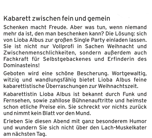 Single Bells, Kabarett zwischen fein und gemein mit Lioba Albus
