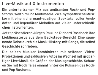 Rock Tales, Anekdoten nach Noten