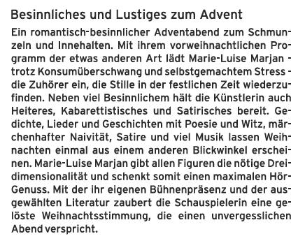 Marie-Luise Marjan, wenn ich an Weihnachten denke